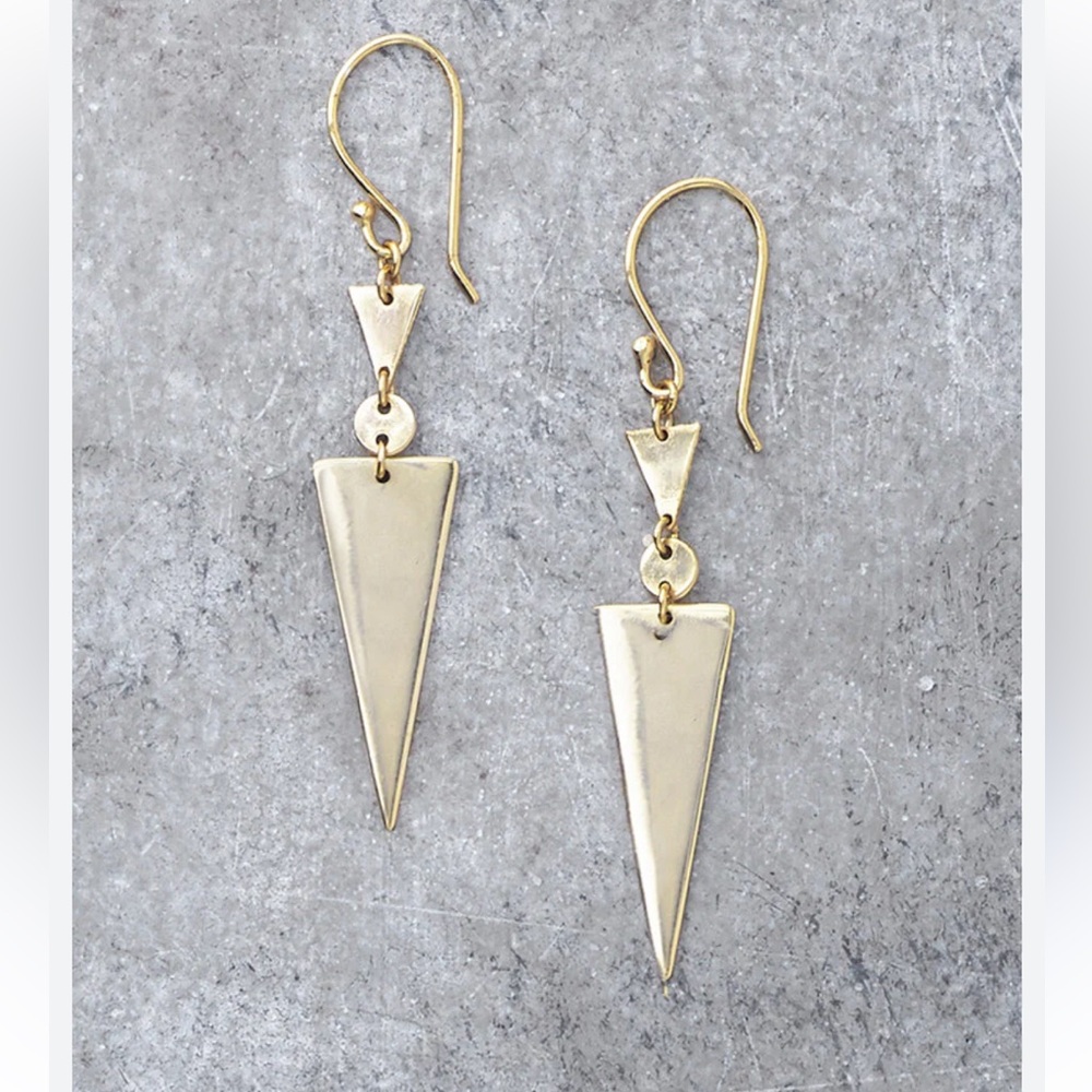 NEW MARLYN SCHIFF Stainless Steel Drop Geometric Earrings in Gold Tone
